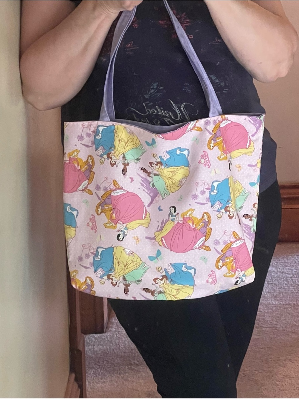Cute Kids Princesses Tote Bag Fully Lined Cotton Reusable Gift Bag